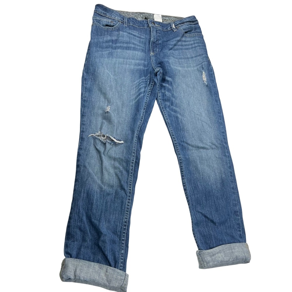 Harley-Davidson‎ Womens Distressed Boyfriend Jeans Size 27 Medium Wash Ripped